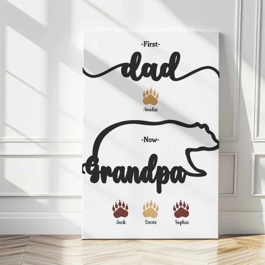 Papa Bear Family Canvas - Personalised Gift for Dad, Father’s Day Keepsake