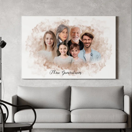 Mothers Day Portrait from Photo - Personalised Family Canvas - Gift for Grandma
