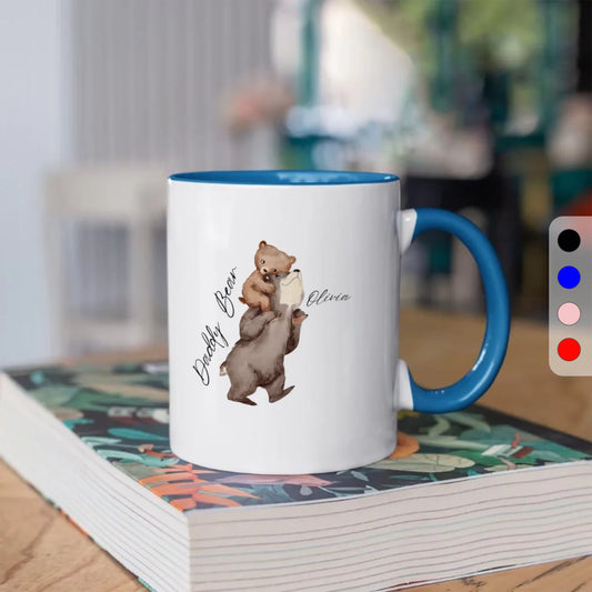 Custom Daddy Bear Mug - Personalised Father Daughter Cute Animal Illustration Gift