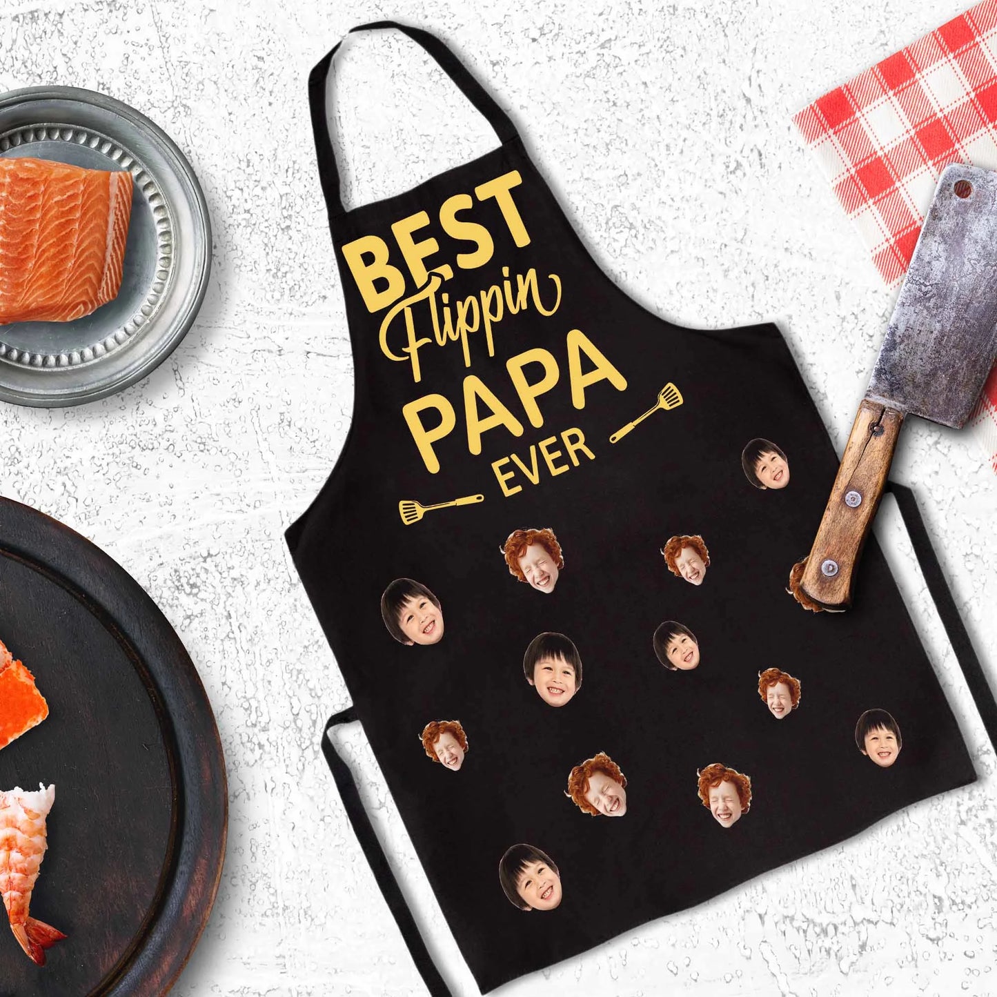 Best Flippin’ Papa Ever - Personalised Apron, Papa’s Cooking Gift