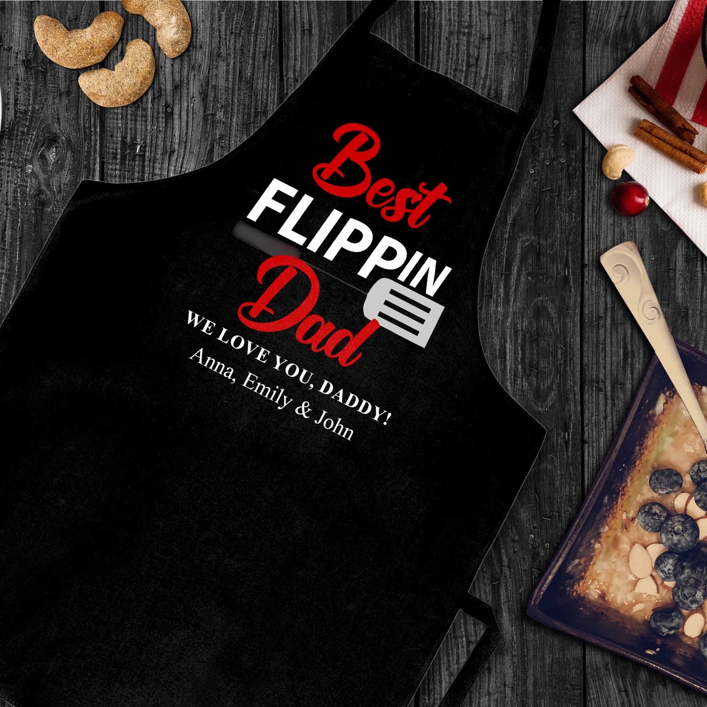 Personalised Dad Apron with Children Names - Best Flippin Father Kitchen Gift