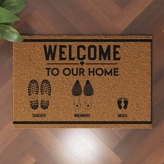 Welcome To Dad’s House – Doormat with Custom Names, Ideal Gift for Father’s Day