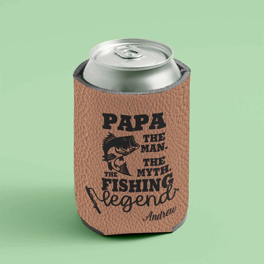 The Man The Myth The Fishing Legend - Personalized Stubby Cooler - Gift for Dad, Grandpa