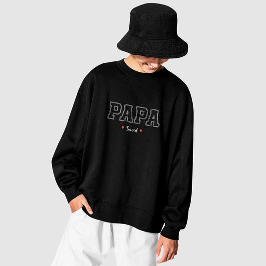 PAPA Embroidered Sweatshirt - Custom Kids' Names & Heart Design, Father's Day Gift