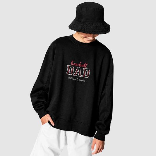 Custom Baseball Dad Embroidered Sweatshirt - Personalised Father's Day Baseball Gift