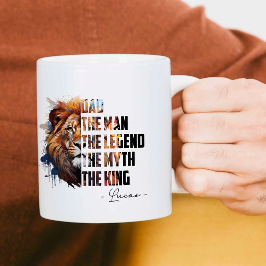 Personalised Lion King Dad Mug - Man Legend Myth Fathers Day Present